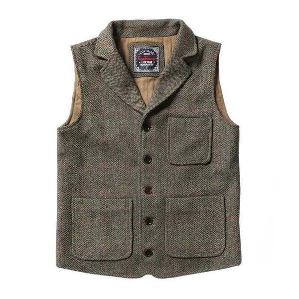 Gilets tactiques MJ-0003 lire la description !Taille asiatique Vintage 70% laine 480 GSM gilet décontracté pour hommes 240315