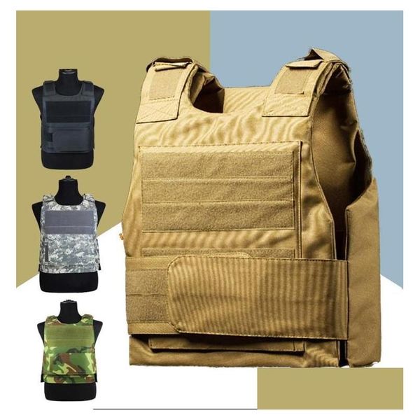 Gilets tactiques Gilet tactique anti-coup de garde de sécurité avec deux plaques de mousse gilets de chasse miniatures sangles Shoder réglables5731809 Tacti Otad1