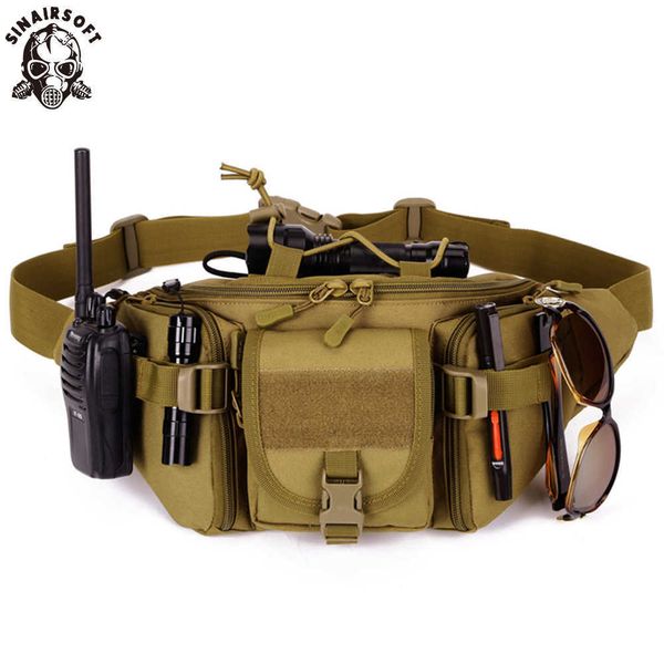 Bolsa de cintura táctica impermeable Fanny Pack Senderismo Pesca Deportes Bolsas de caza Camping al aire libre Deporte Molle Army Bag Military Borse Q0721