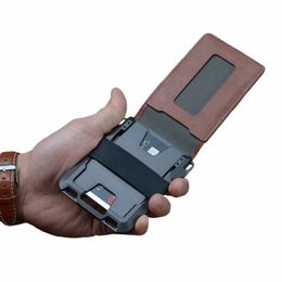Porte-carte de crédit tactique du portefeuille avec silice C Band RFID Blocking Top Grain Leather M1SI #