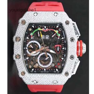 Montre tactique montre mécanique montre politique Richarder Milles blanc Moissanite diamant coupe ronde suisse automatique montre pour hommes 27ID