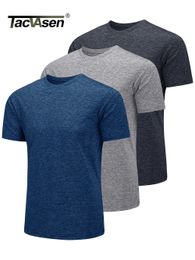 TACVASEN 3 Packs T-shirts d'été Chemises à manches courtes à col rond pour hommes 3 piècesLot évacuant l'humidité T-shirts occasionnels à séchage rapide Tops de sport 240301