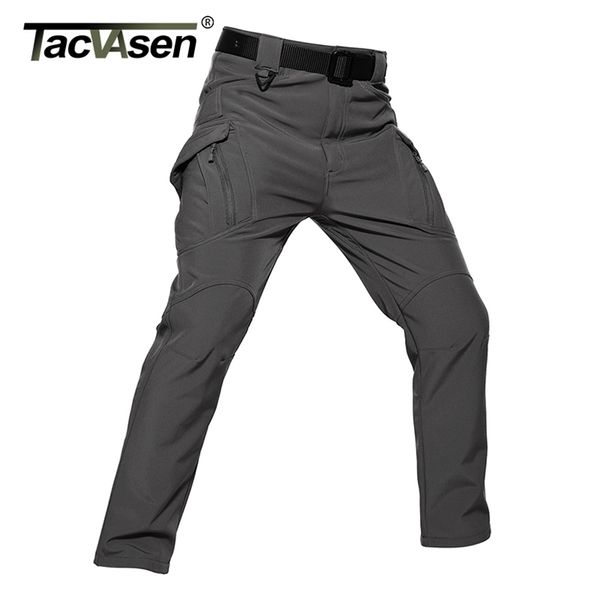 TACVASEN IX9 Hombres Softshell Pantalones Invierno Militar Táctico Caza Fleece Cargo Hombre Pantalones de combate impermeables 210715