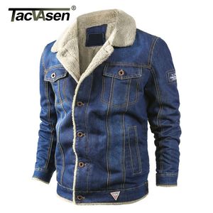 TACVASEN Vestes Hommes Hiver Sherpa Polaire Doublée Jeans Veste Coupe-Vent Demin Trucker Veste Mode Moto Cowboy Manteau 6XL 201104