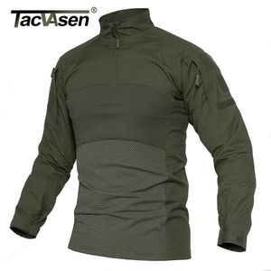 TACVASEN T-shirts tactiques à manches longues avec poches zippées T-shirt de travail vert pour hommes Vêtements pour hommes Safari Randonnée Pull Tee Tops 240315