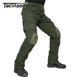 TACVASEN Pantaloni militari da uomo con ginocchiere Airsoft Tactical Cargo Army Soldier Pantaloni da combattimento Paintball Abbigliamento 220325