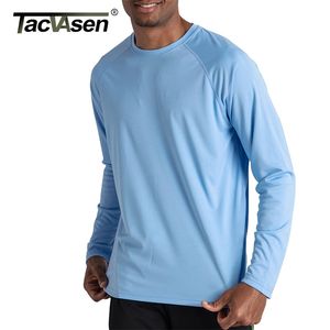 TACVASEN, camisetas de protección solar para hombres, verano UPF 50+, rendimiento de manga larga, secado rápido, transpirable, senderismo, pescado, a prueba de UV, 210707