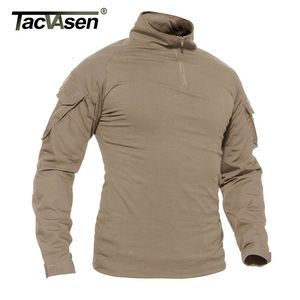 Tacvasen Men Summer Camouflage T-shirts Combat Tactical T-shirt Heren Lange mouw T-shirt Hunt Game Training T-shirt Kleding240402