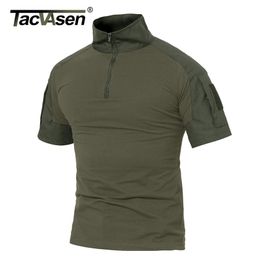TACVASEN hommes été t-shirts Airsoft armée tactique t-shirt à manches courtes militaire Camouflage coton t-shirts Paintball vêtements 220504