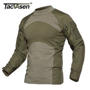 Tacvasen Men Summer Tactical T -shirt Army Combat Airsoft Tops Lange mouw Militaire t -shirt Paintball Hunt Camouflage Clothing 5xl 201116