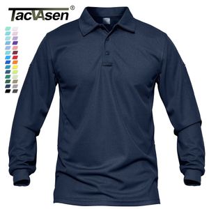 TACVASEN Mannen Tactische T-shirts Werk Polo's Zomer Sneldrogende T-shirts Lange Mouw Lichtgewicht Pique Jersey Golf T-shirts Tee Tops 240325