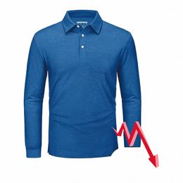 Tacvasen Hommes Lg Manches Polos Évacuation de l'humidité Pull léger 3 Butts T-shirt décontracté Pêche Golf Sports Tops E0Hn #