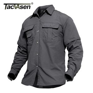 TACVASEN Heren Sneldrogende Kleding Lichtgewicht Nylon Shirt Tactische Zomer Verwijderbare Lange Mouw Werk Jacht Wandelen Shirts 240301