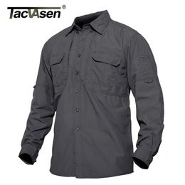 TACVASEN Camisas tácticas para hombre Camisas ligeras de verano de secado rápido Camisas de nailon para senderismo Camisas de carga para trabajo al aire libre de manga larga 230226