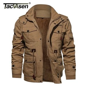 TACVASEN Military Thicken Fleece Jacket Mens Winter Casual Chaqueta con capucha Abrigo Pilot Cargo Cotton Chaquetas Windbreaker Parka Man 201119