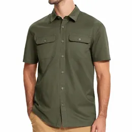 Tacvasen Chemises à manches courtes à séchage rapide pour hommes Casual Butt Up Cargo Shirt Randonnée d'été Pêche Trekking Chemises de travail en plein air Mâle l5XA #