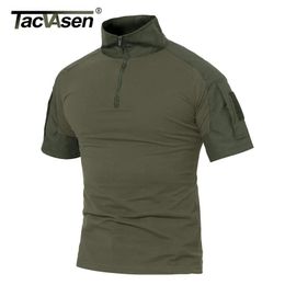 Tacvasen Camisetas tácticas de manga corta con bolsas con cremallera Mens Summer Solid T Wishs Safari Caminata de senderismo Ropa 240315