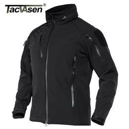 Tacvasen Soft Shell Veste étanche tactique pour hommes Hiver Fleece Warm Military S Windproof Hooded Coat 211217