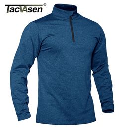 Tacvasen printemps / chute thermique pull sportif pour hommes 1/4 fermeture à glissière hauts respirant gymnase courante t-shirt pull-ovoo-mâle Vêtements de sport 220408