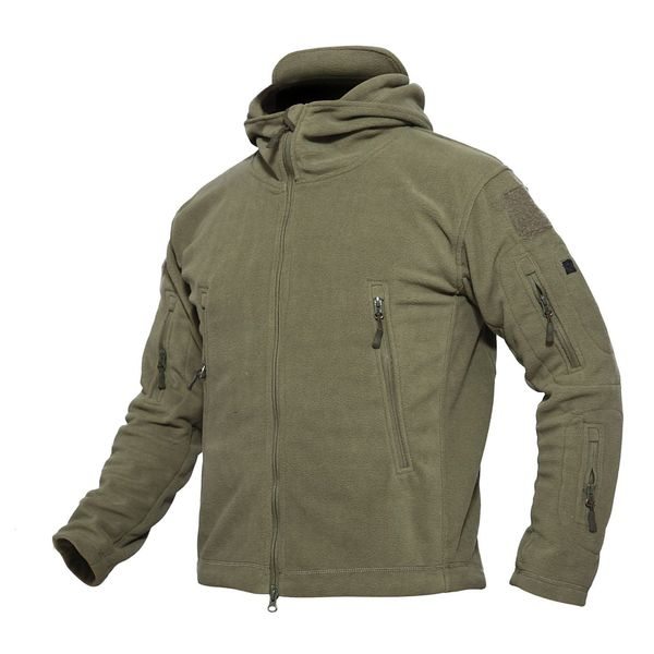 TACVASEN printemps hiver veste polaire avec capuche hommes veste polaire tactique entièrement zippée en plein air coupe-vent à capuche chaud manteau de travail 240112