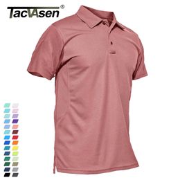 Tacvasen zomer kleurrijke mode polo tee shirts heren kort mouw t-shirt snel droog leger team werk groene t-shirt tops kleding 220822