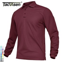 TACVASEN Zomer Lange Mouw Prestaties Sneldrogend Polo T-shirts Heren Tactisch Shirt Golf Team Werk Shirts Jersey Casual Tops 240301