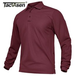 TACVASEN SUMME Performance à manches longues Séchage rapide Polos Tshirts Mens Tactical Shirt Golf Team Work Shirts Jersey Tops 240430