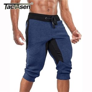 TACVASEN été hommes coton Shorts course entraînement Joggers pantalons de survêtement 3/4 pantalon maille pêche Camping Gym sous le genou 220401