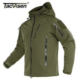 TACVASEN Winddicht Winter Fleece Voering Capuchon Heren Waterdichte Softshell Jas Jas Wandelen Werk Tactische Jassen Uitloper 240301