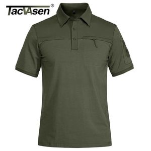 TACVASEN avec 2 poches zippées T-Shirts hommes tactiques à manches courtes polos chemises décontracté travail d'équipe Golf hauts police homme vêtements