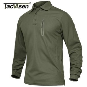TACVASEN Met Ritszakken Tactische Werk T-shirts Heren Lange Mouw Premium Polo's T-shirts Casual Golf Sport T-shirts Tops 240123