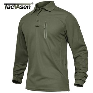 TACVASEN Con bolsillos con cremallera Camisetas de trabajo tácticas Polos premium de manga larga para hombre Camisetas casuales Camisetas deportivas de golf Tops 231226