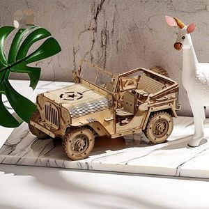 Tada 3D houten puzzel speelgoed beweegbare jeep assemblage speelgoedcadeau voor kinderen volwassen model bouwsteen kits