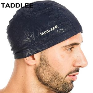 Taddlee Mens Swimming Hat Pu tissu silicone lycra natation chapeau piscine étanche sportives adultes accessoires