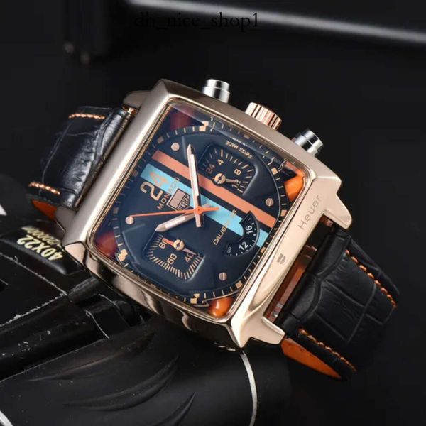 Tag Heure Watch Original Watch Mens Watch Monaco Caliber Gulf Movement Watchs Real Leather Strap Wrists Montre à la montre de luxe Chronographe 9854 Tag Watch