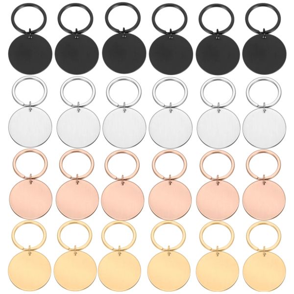 Etiquetas 20 unids/lote Etiqueta de perro redonda de acero inoxidable 20mm 25mm 30mm colgantes en blanco para collares llavero de joyería DIY personalizado al por mayor