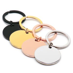 Tags 20sets étiquettes de chien rondes vierges anti-perte d'identification de chat personnalisé dire collier d'animal de compagnie plaque signalétique cadeaux de Saint-Valentin porte-clés anneaux charme bricolage