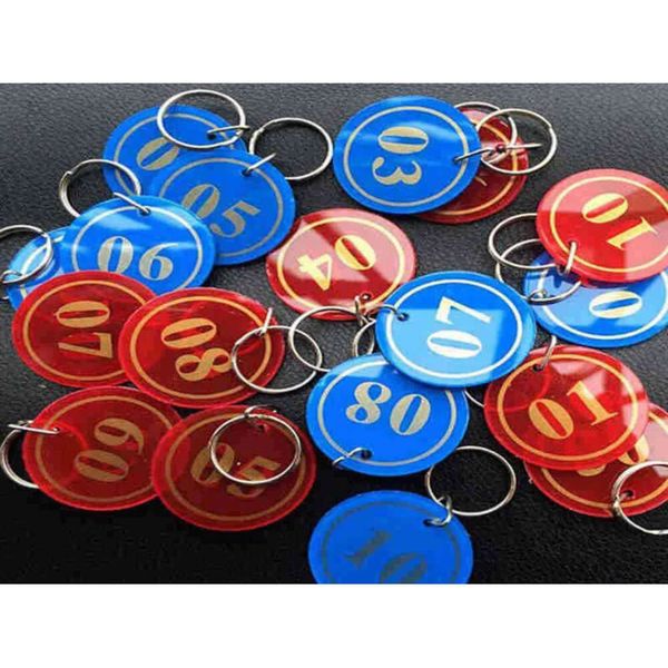 Etiquetas acrílico con discos de plástico de llave de llave de 1-200 numerados