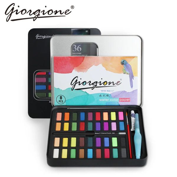 Tags Giorgione 36 48 couleurs aquarelle peinture ensemble métal fer boîte poche solide couleur de l'eau pigment peinture pour dessin fournitures d'art