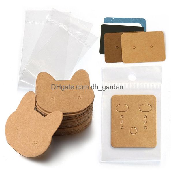 Tags Boucles d'oreilles de carte de prix avec sacs cartes chat bijoux affichage emballage en cartes d'oreille de bricolage