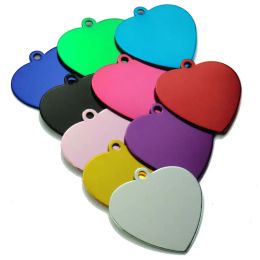 Tags En gros 100 pièces amour coeur forme étiquettes pour animaux de compagnie ID Cumstom 2 côtés gravés pour chien chat nom étiquette de charme personnalisé chien chats étiquettes d'identification