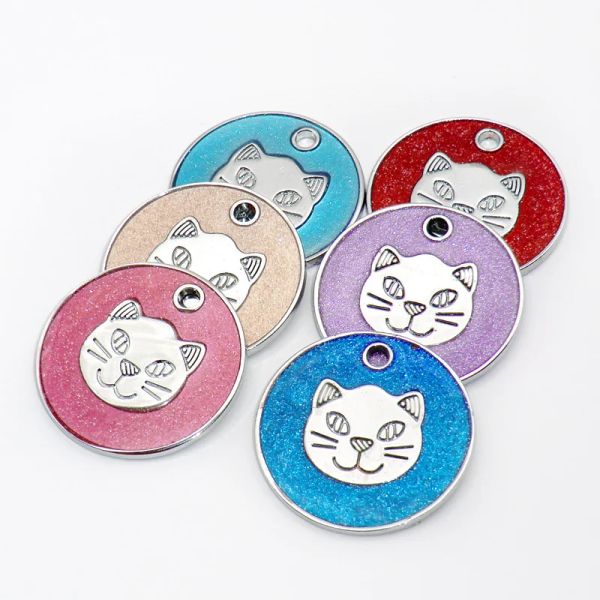 Tags en gros de 100pcs pour animaux de compagnie Tags de chien en vide nom de chiot chat personnalisé nom des clés ronds accessoires