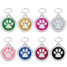 Etiquetas Al por mayor 20pcs Pet Dog Collar Red Round Id Etiquetas Medalla en blanco puede grabar Nombre Gatito Cupio brillante Accesorios personalizables CONDIVO DE CLAVE