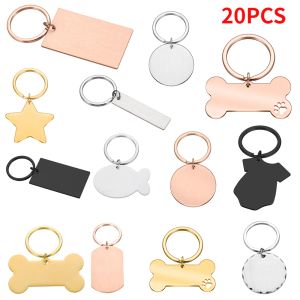 Tags en gros de 20pcs en acier inoxydable vierge chien tag de pêche ronde pêcheur de clés de porte pour colliers de bijoux de bricolage personnalisés