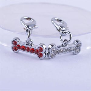 Étiquettes en gros collier pour animaux de compagnie breloques pendentif en forme d'os étiquette pour collier de chien strass accessoires pour chien