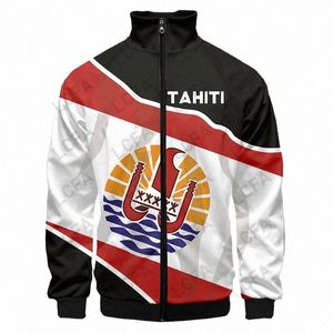 Tahití Polinesia Impresión 3D Harajuku Zip Up Chaqueta Hombres Streetwear Equipo de rugby Chaquetas de béisbol Tamaño grande personalizado Dropship al por mayor q0Sn #