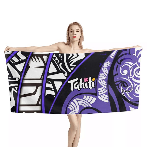 Tahiti Polynesian Design Beach Towel Goets Face Soft Face Hair rapide Souffle Dry Beach Absorbant Coundre de servie