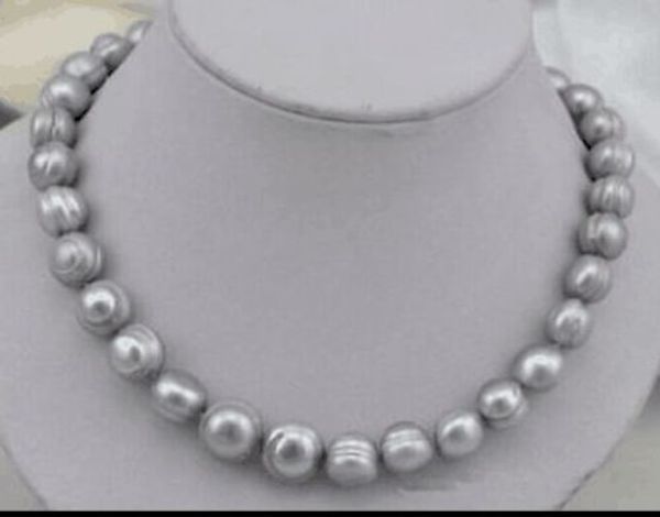 Tahitian AAA12-13mm barroco plata gris collar de perlas 18 pulgadas 14k