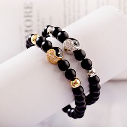 Tai Chi Natural Stone Beads Charm Armband voor Mannen Yin Yang Accessoires Dames Armbanden Polsband Paar Armband Vrienden Gift