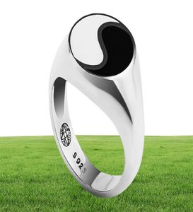 Tai chi yin yang roddel ring epoxy ringen mannen antiek 925 sterling zilveren vinger ring sieraden voor mannen en vrouwen6257452